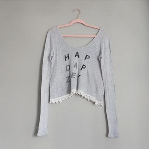 Hollister Happy Daze Long Sleeve Crop Sweater Top
